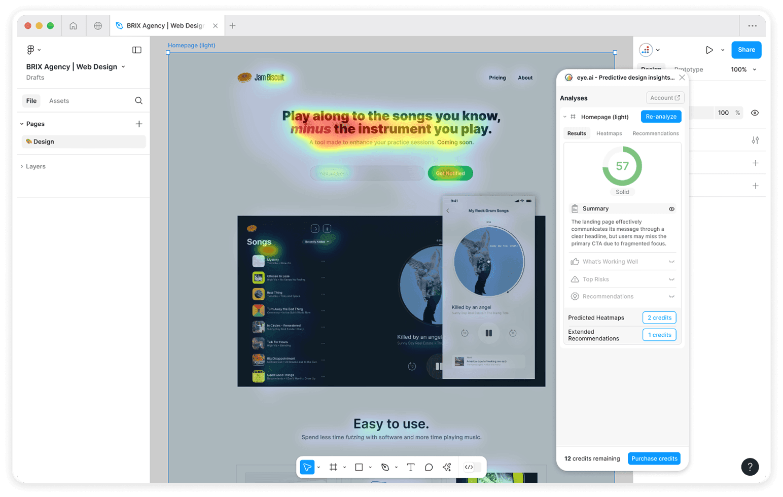 eye.ai in Figma — predictive design analysis